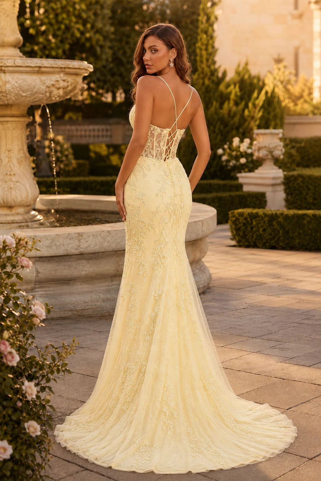 Isaria Periwinkle Sweetheart Embellished Gown with Slit Prom Dress in Champagne prom gown, front view