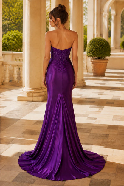 Rosalie Sweetheart Mermaid Prom Dress in Gemstone Purple, back view