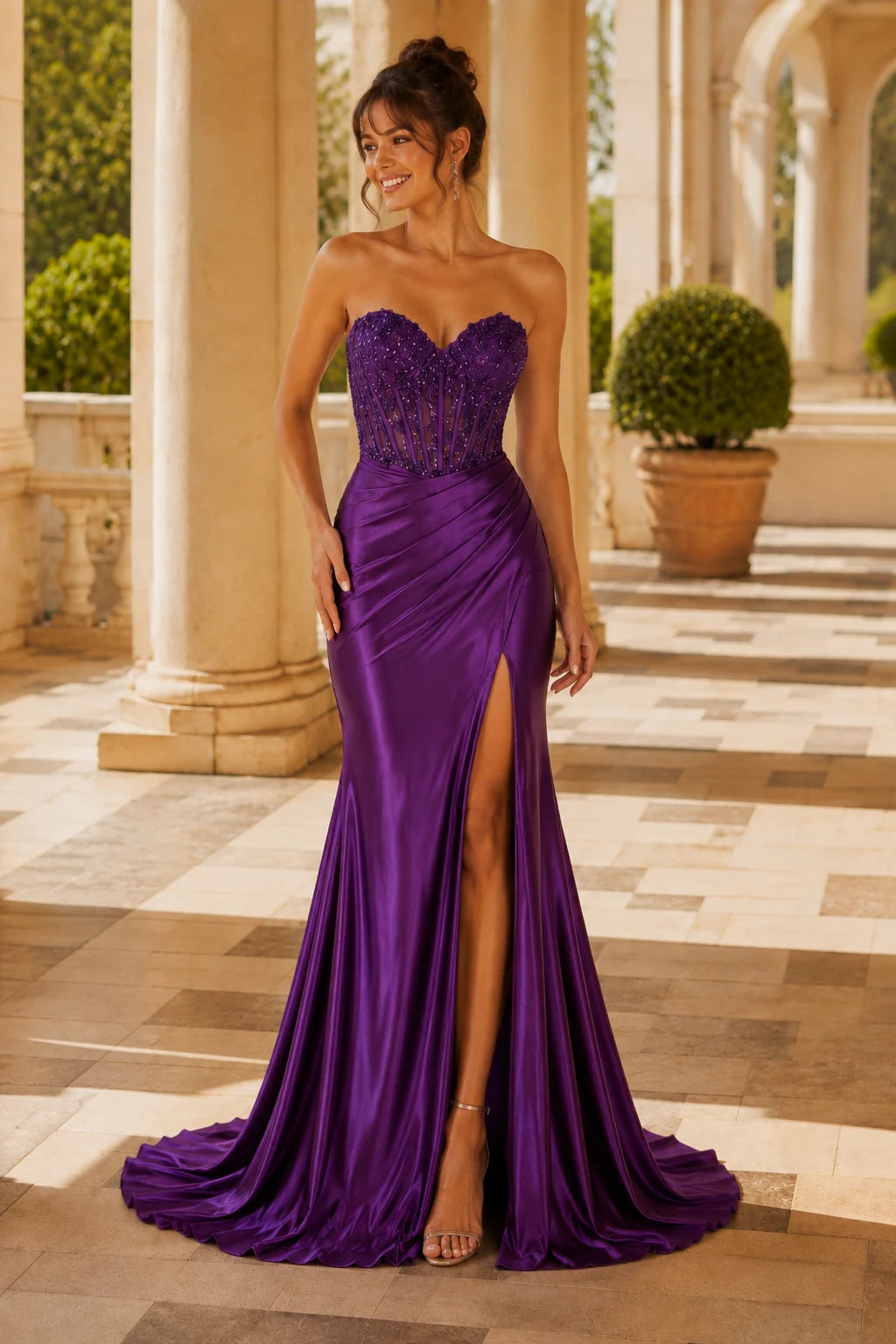 Rosalie Sweetheart Mermaid Prom Dress in Gemstone Purple, front view