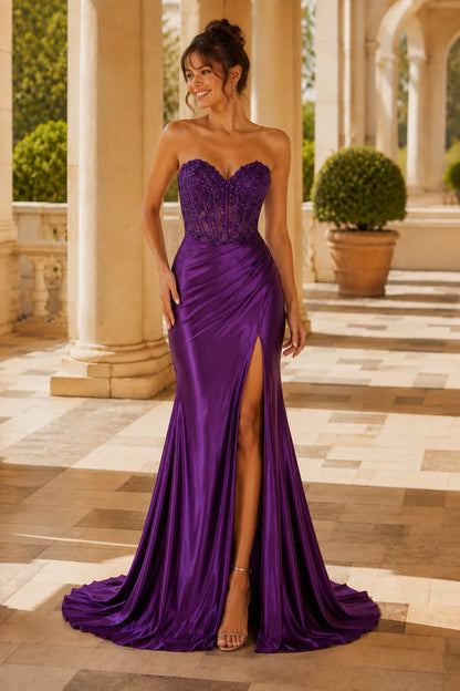 Rosalie Sweetheart Mermaid Prom Dress in Gemstone Purple, front view