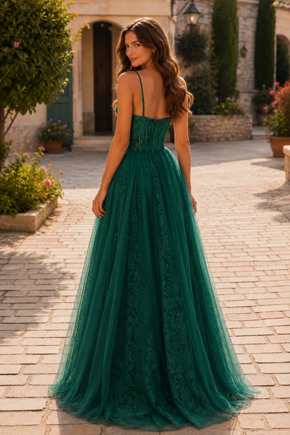 Light Blue tiered ruffle prom gown, back view